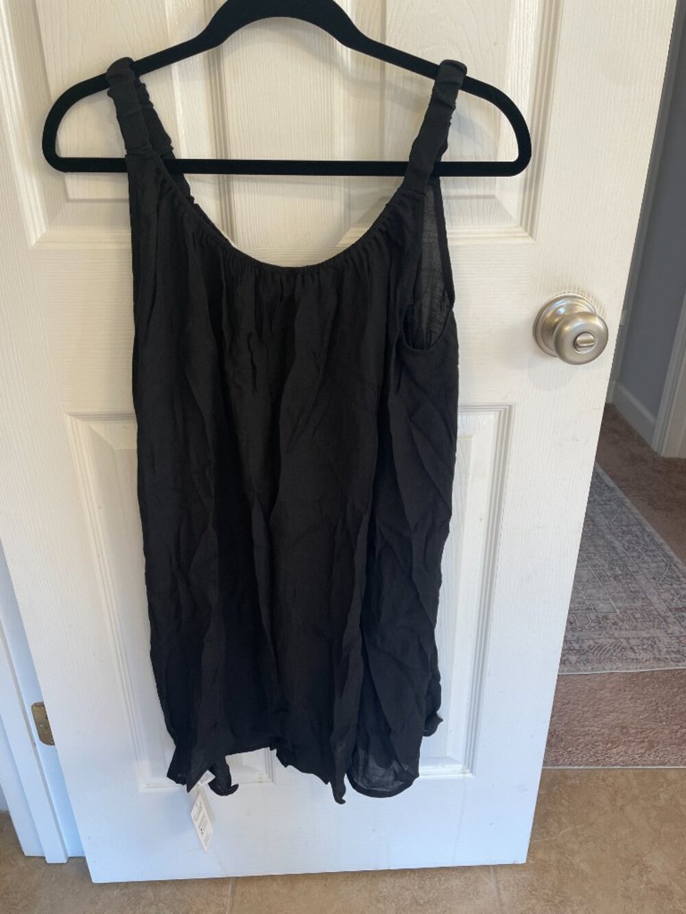 Cupshe Black Loose Scoop Neck Mini Cover-Up Medium - Picture 4 of 6
